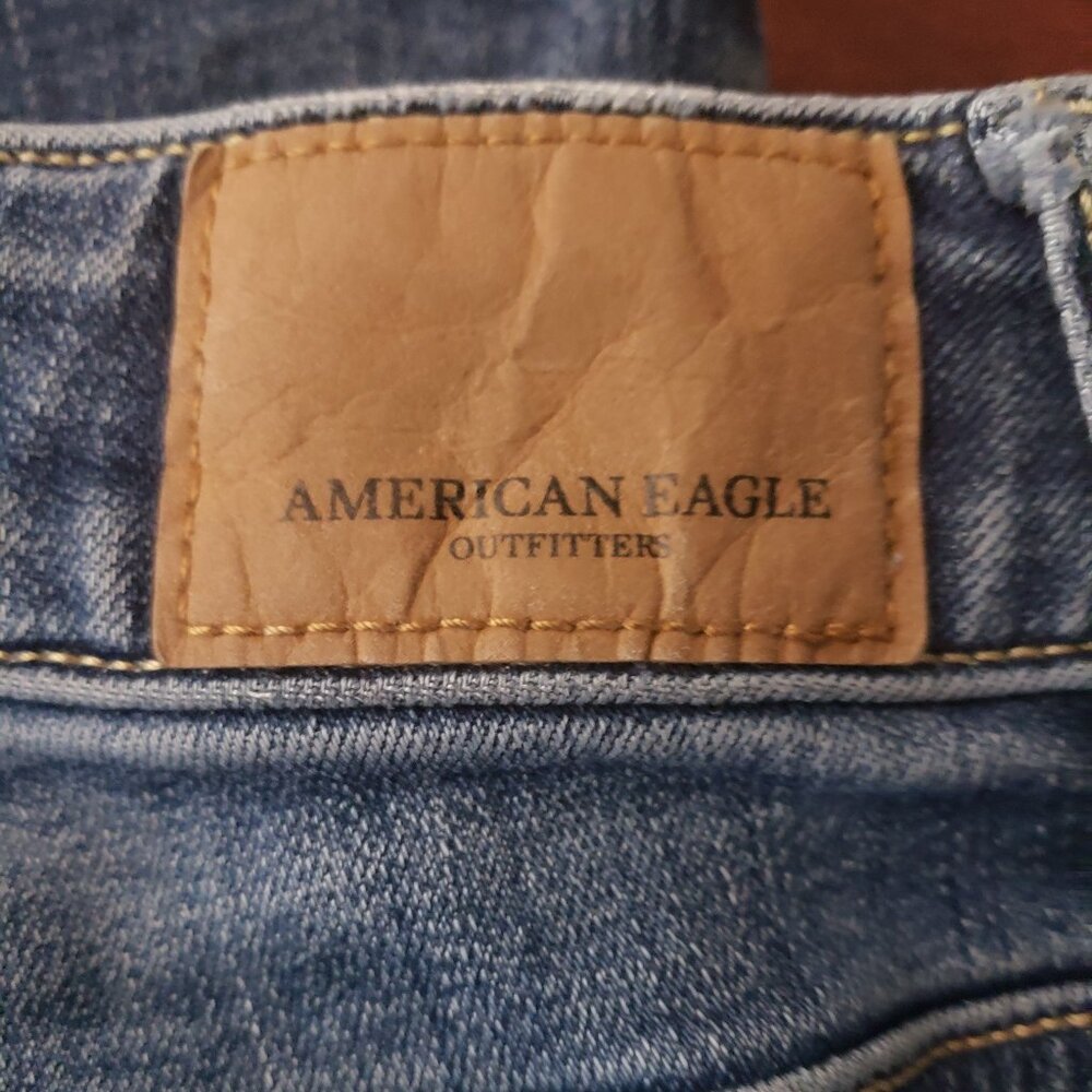 American Eagle Size 10 Long Super High Rise Stretch Jegging Jeans Blue Denim - Picture 10 of 11